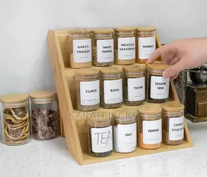 12-in-1 Glass Jar Bottles With Tight Lid + Bamboo Stand