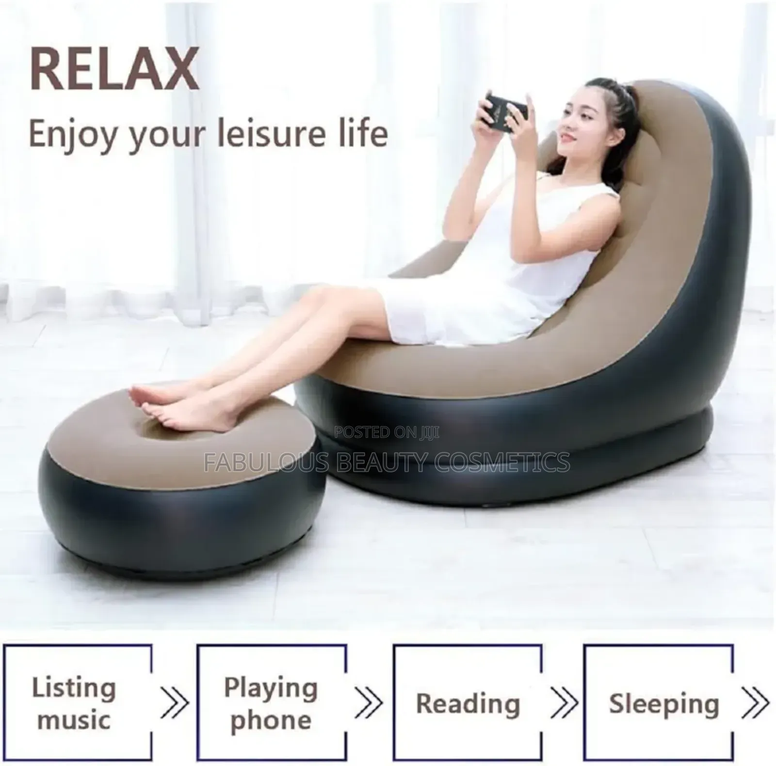 Inflatable Leisure Sofa Chair With Footstool