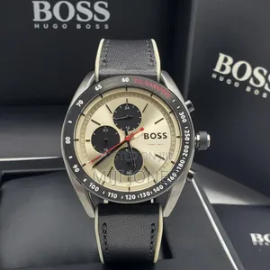 "Boss Inspired Leather Strap Watch - Battery Powered"