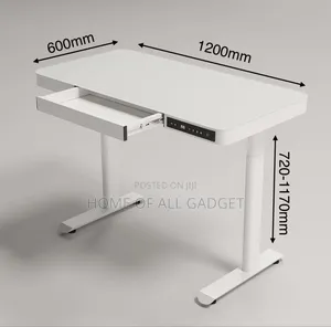 Electric Height-Adjustable Standing Desk With a Storage Drawer.