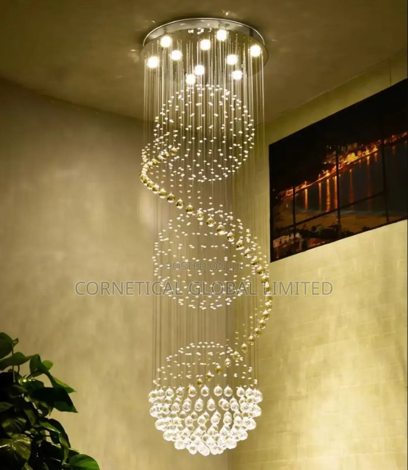 Quality Modern Luxury Crystal Led Rope Drop Chandelier Light