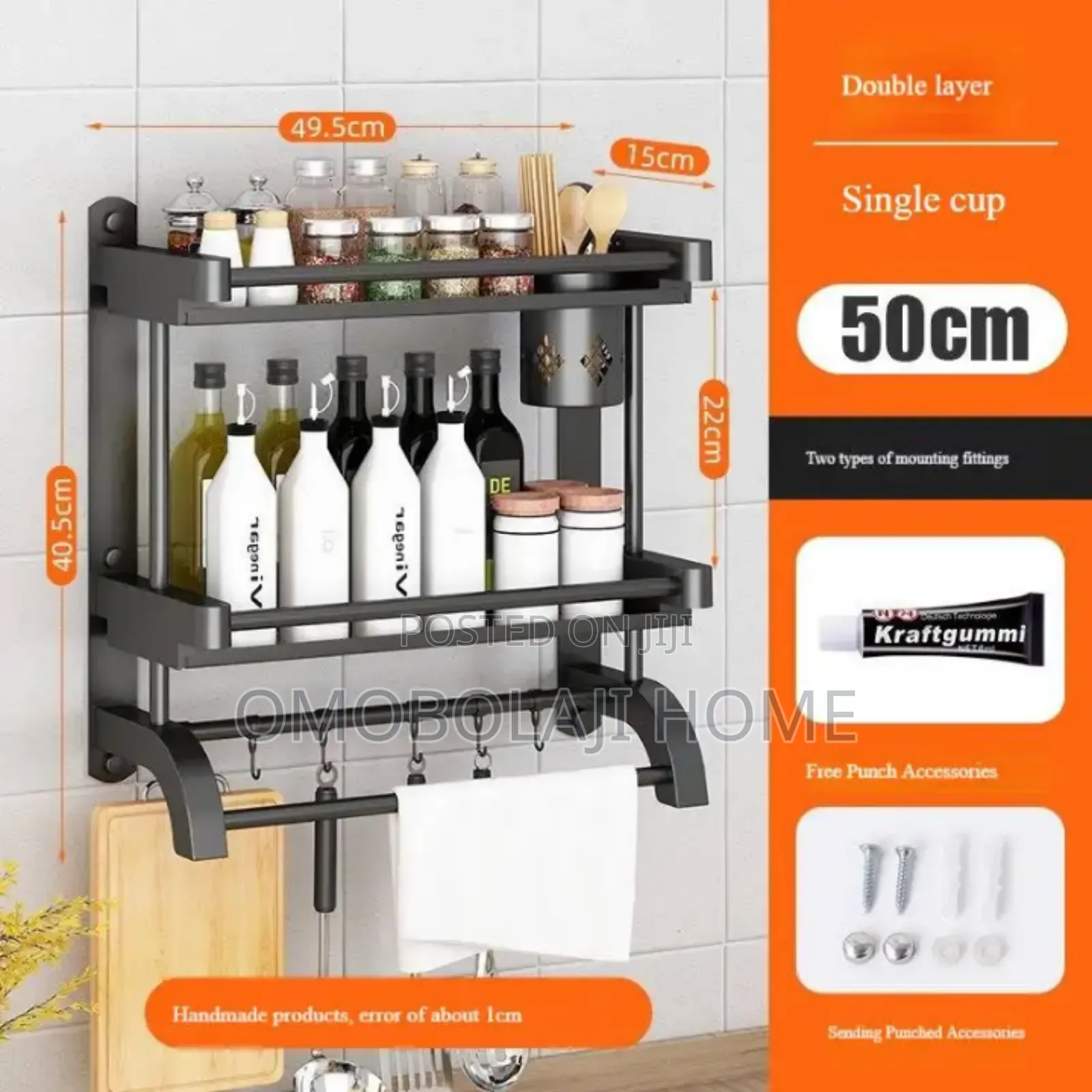3 Tier Multipurpose Kitchen Bathroom Organizer With Towel Hanger