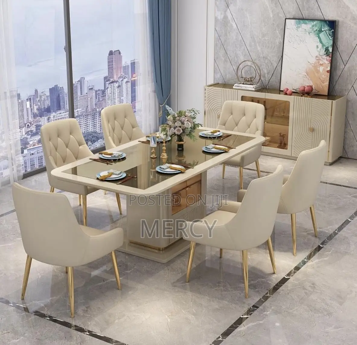 Luxury Dining Table Set With Six Chairs