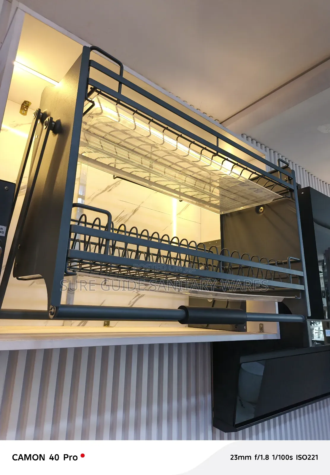 Pull Down Gray Plate Racks