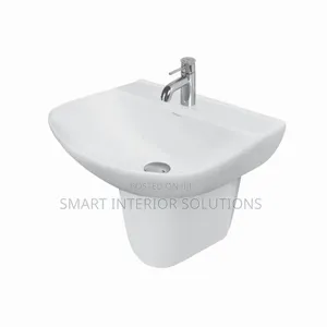 Varmora- Carina Wash Basin With Semi Pedestal (520x415mm)