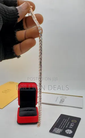 Tennis Men's Bracelet Iced Out Rose Gold 8 Inches