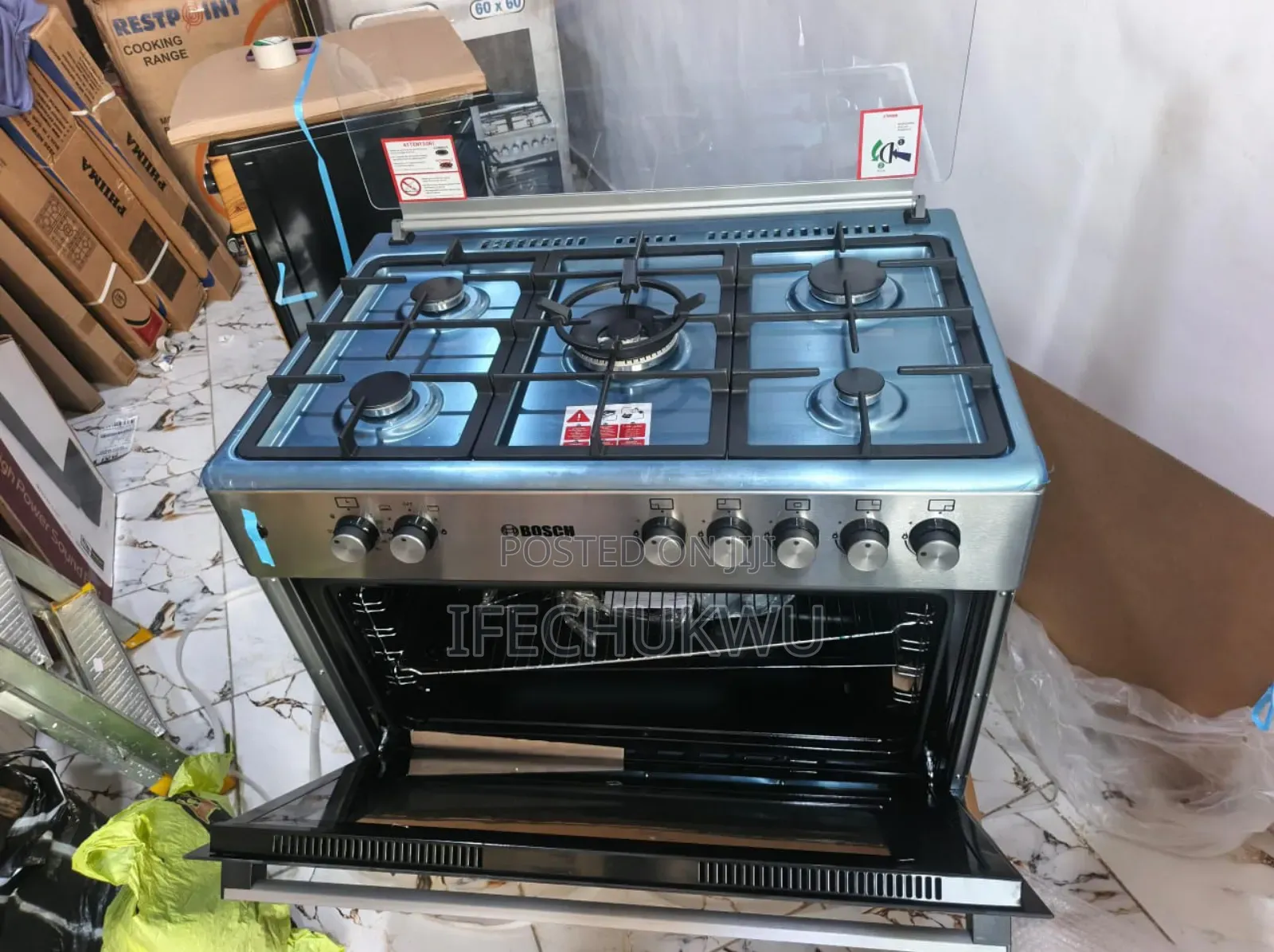 Original 90cm Bosch Standing 5 Burners Gas Cooker Automatic With Oven