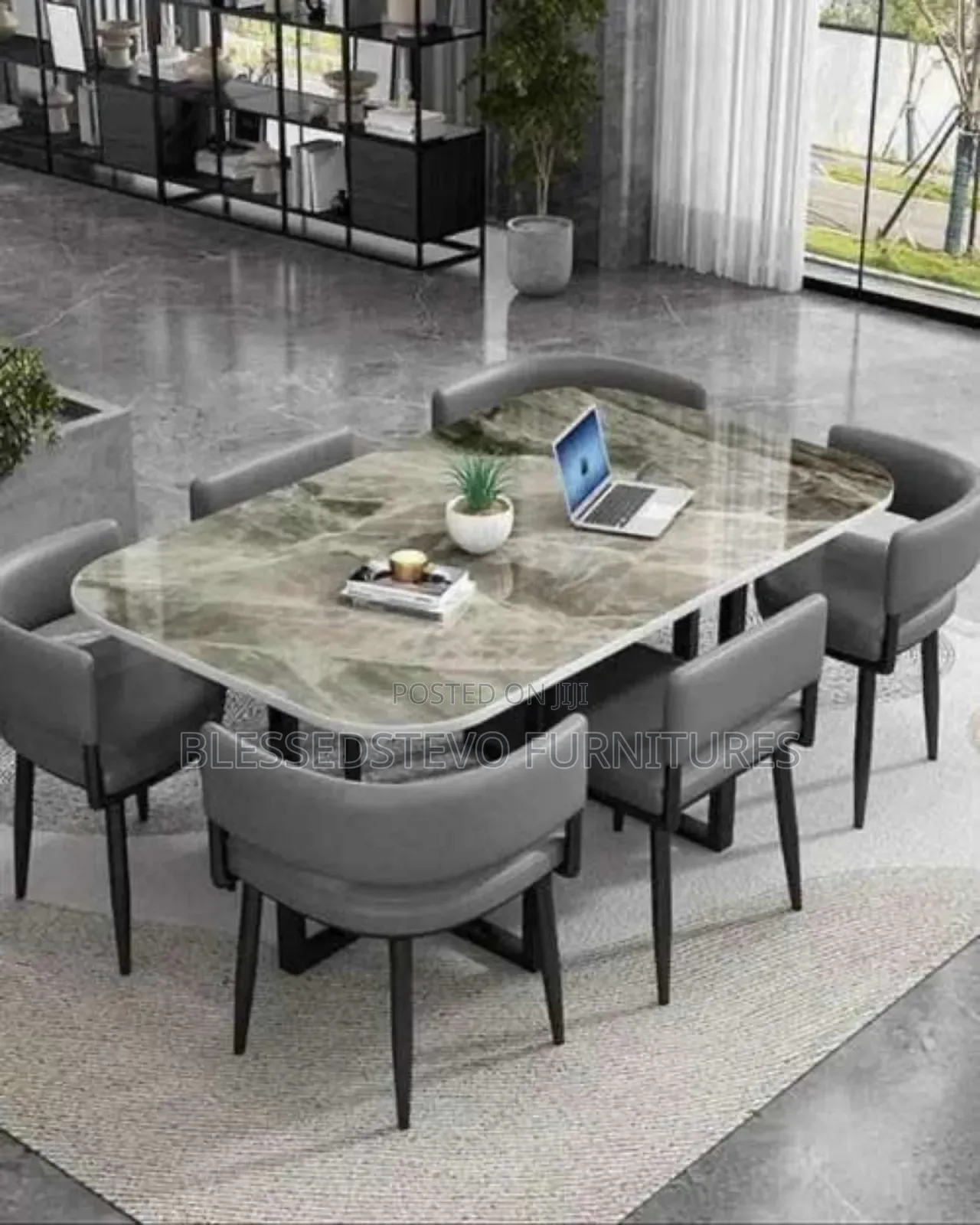 Ash Colour Dining Table With 6 Chairs