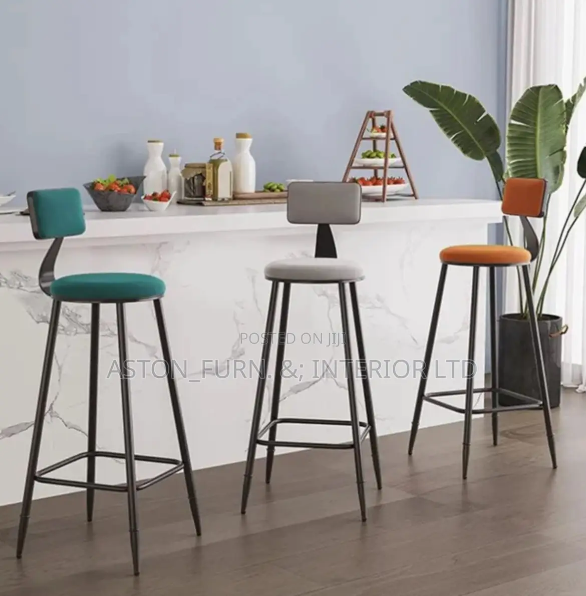 The Image Shows a Set of a Round Bar Table and Two Bar Stools. in Ajah ...