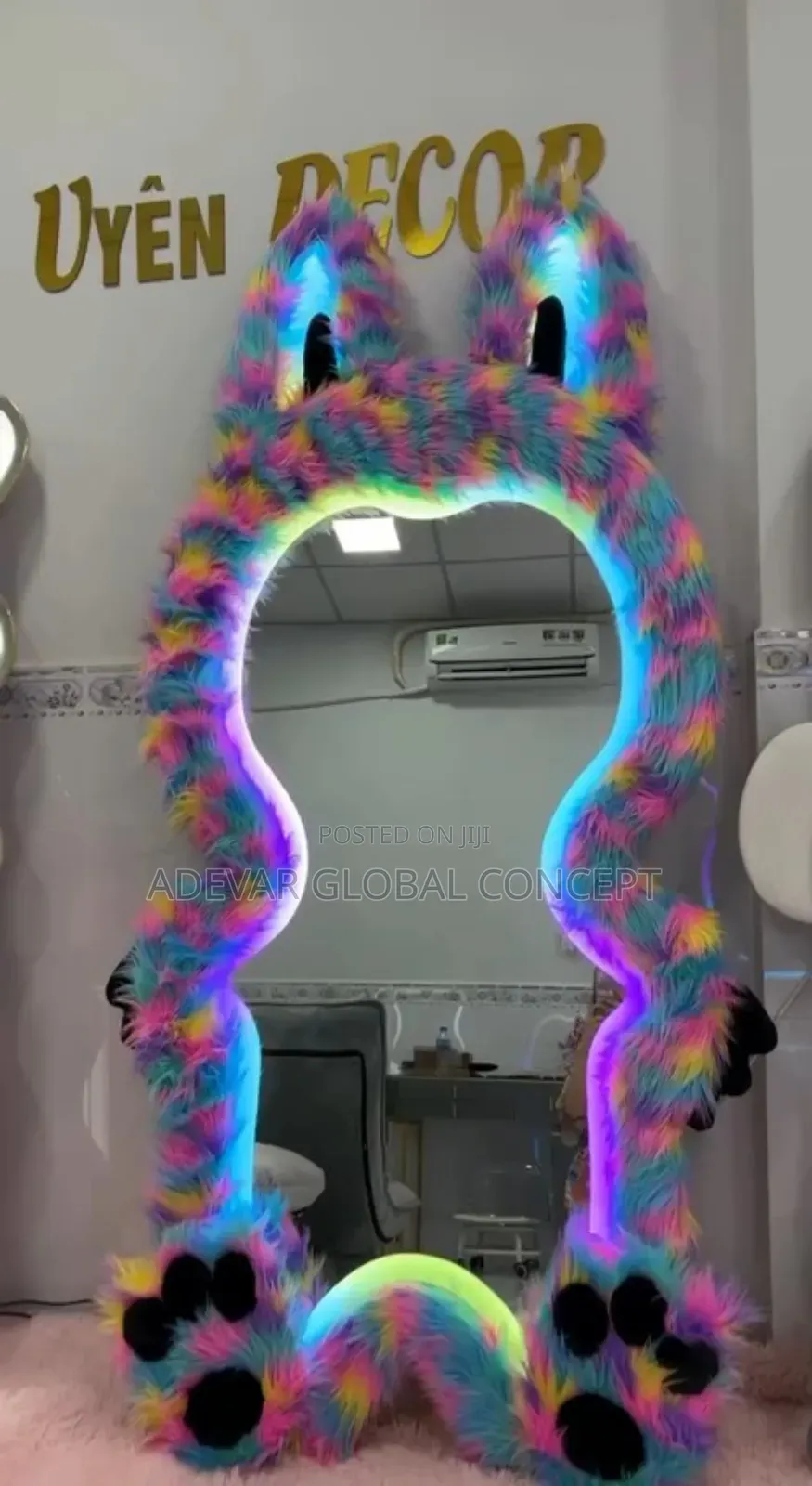 Full Length Standing Luxury Mirror With Neon Light for Home Office Etc