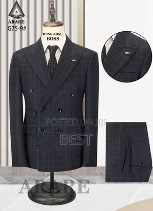 High Quality Luxury Check Degsin Double Breasted Suit