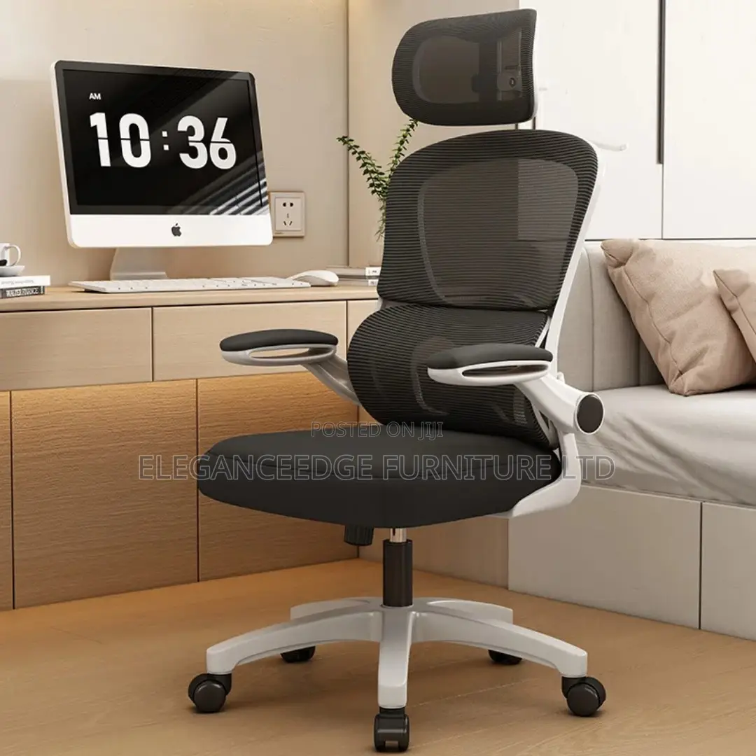 White Ergonomic Office Chair With Lumber Support