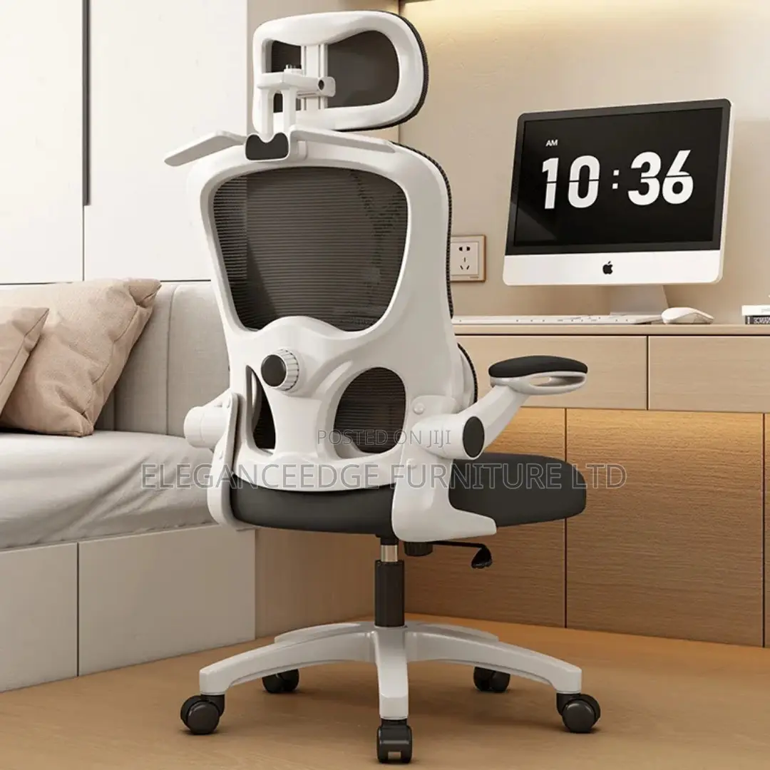 White Ergonomic Office Chair With Lumber Support