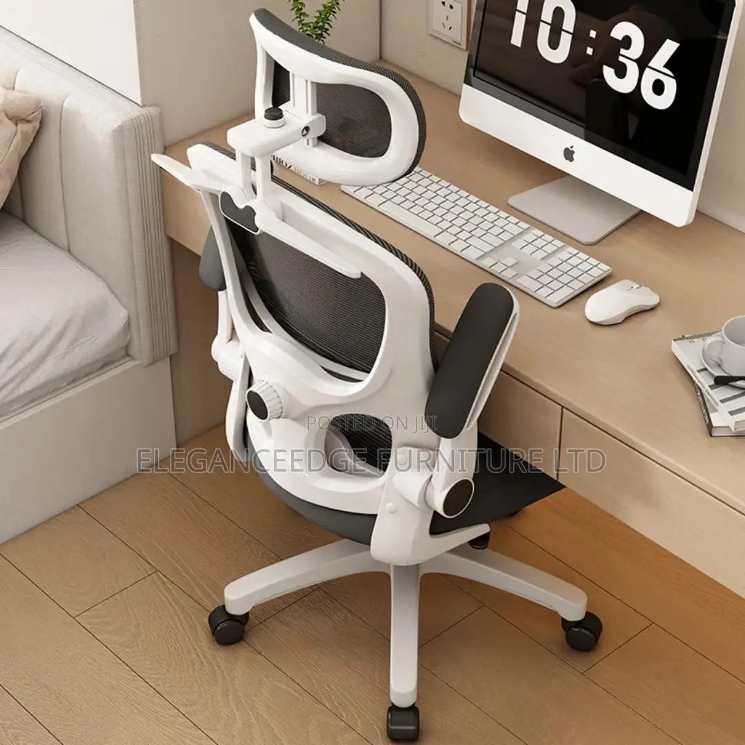 White Ergonomic Office Chair With Lumber Support