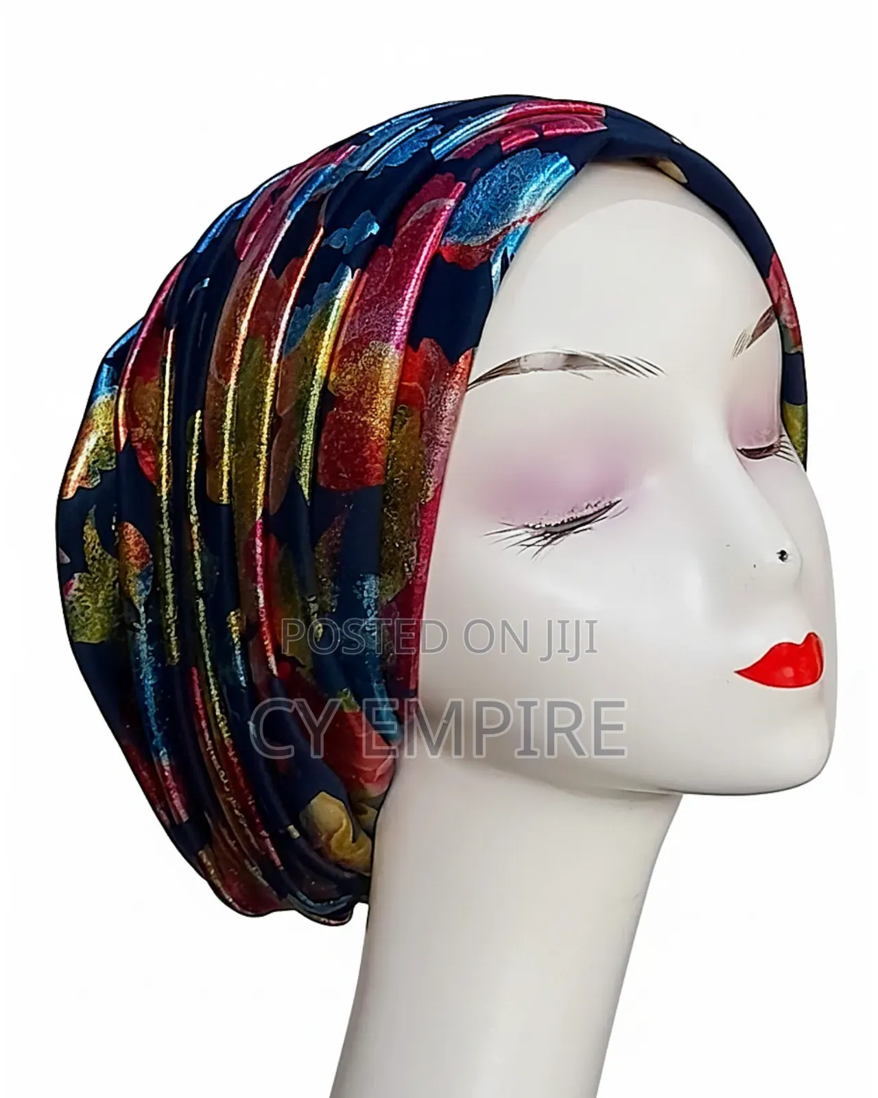Multicolored Pleated Turban Cap
