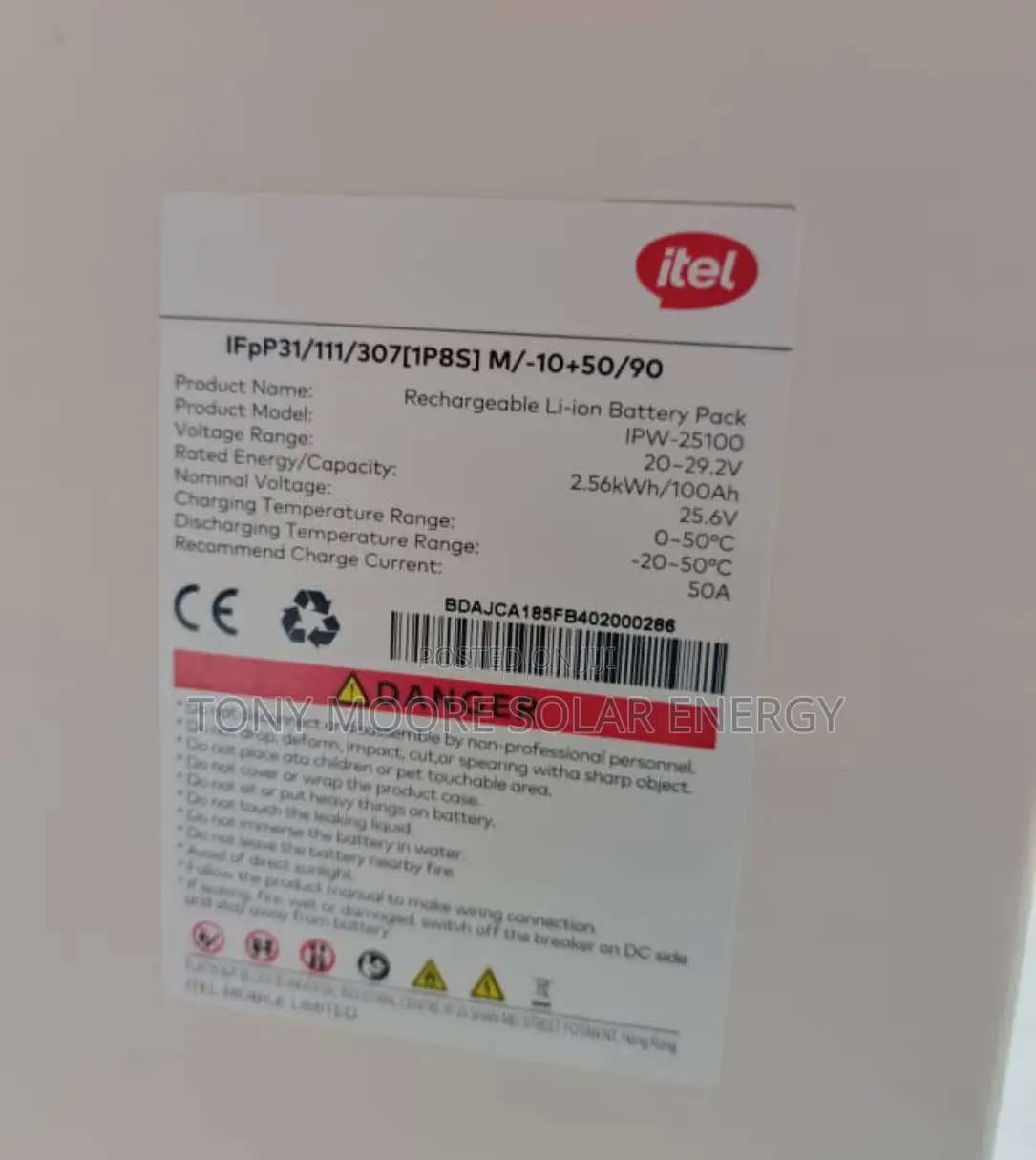 2.56kwh 24v Itel Lithium Battery