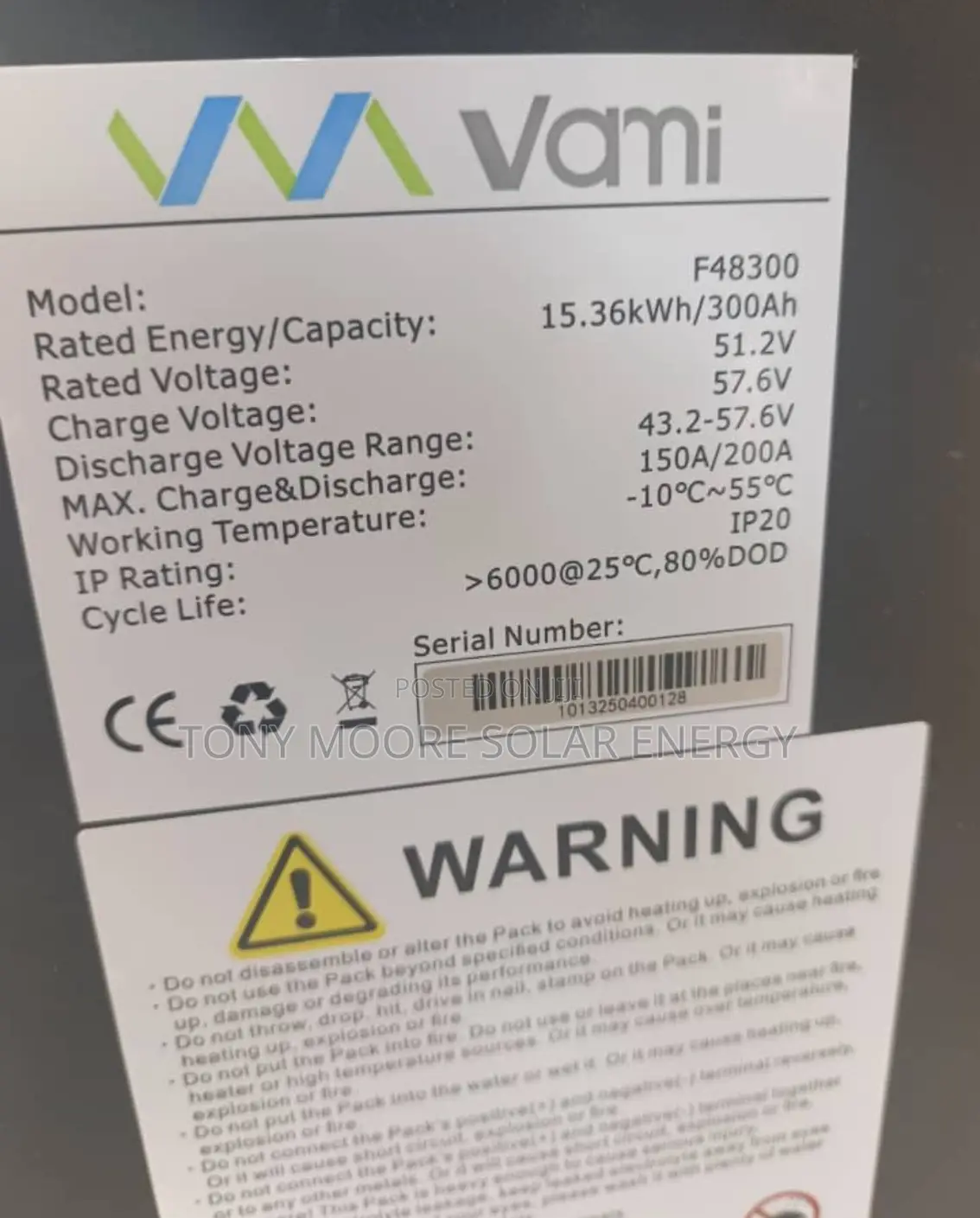 15.36kwh 48v Vami Lithium Battery