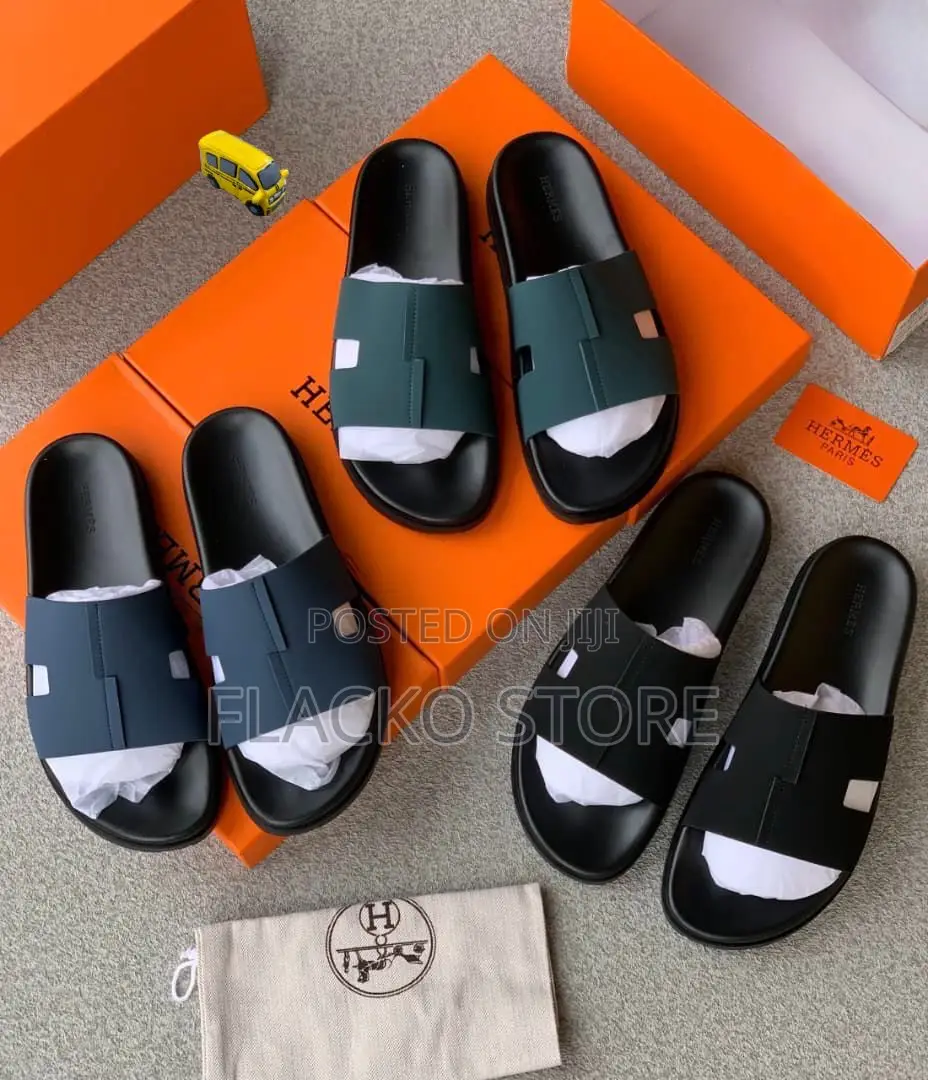 Original Hermes Leather Slippers.
