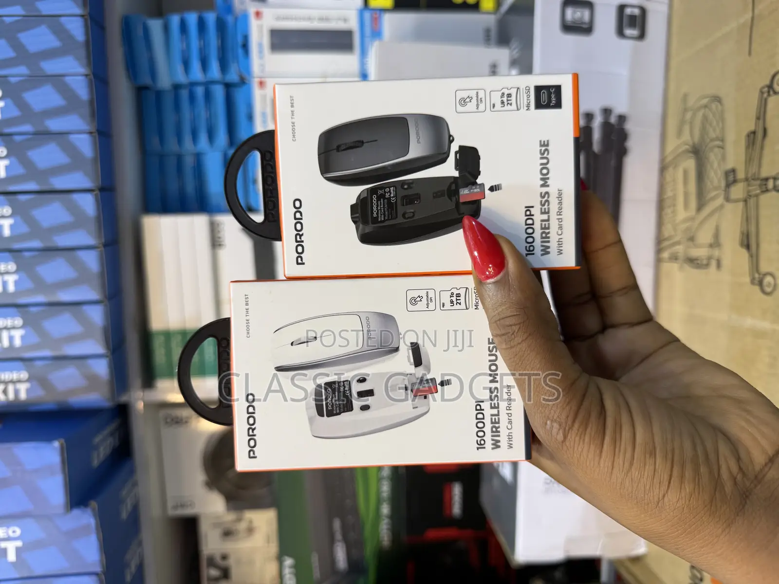 Porodo 1600dpi Wireless Mouse With Card Reader