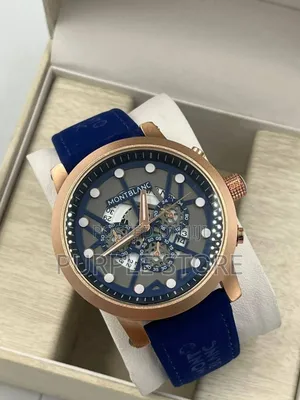 Montblanc Blue Leather Wristwatches