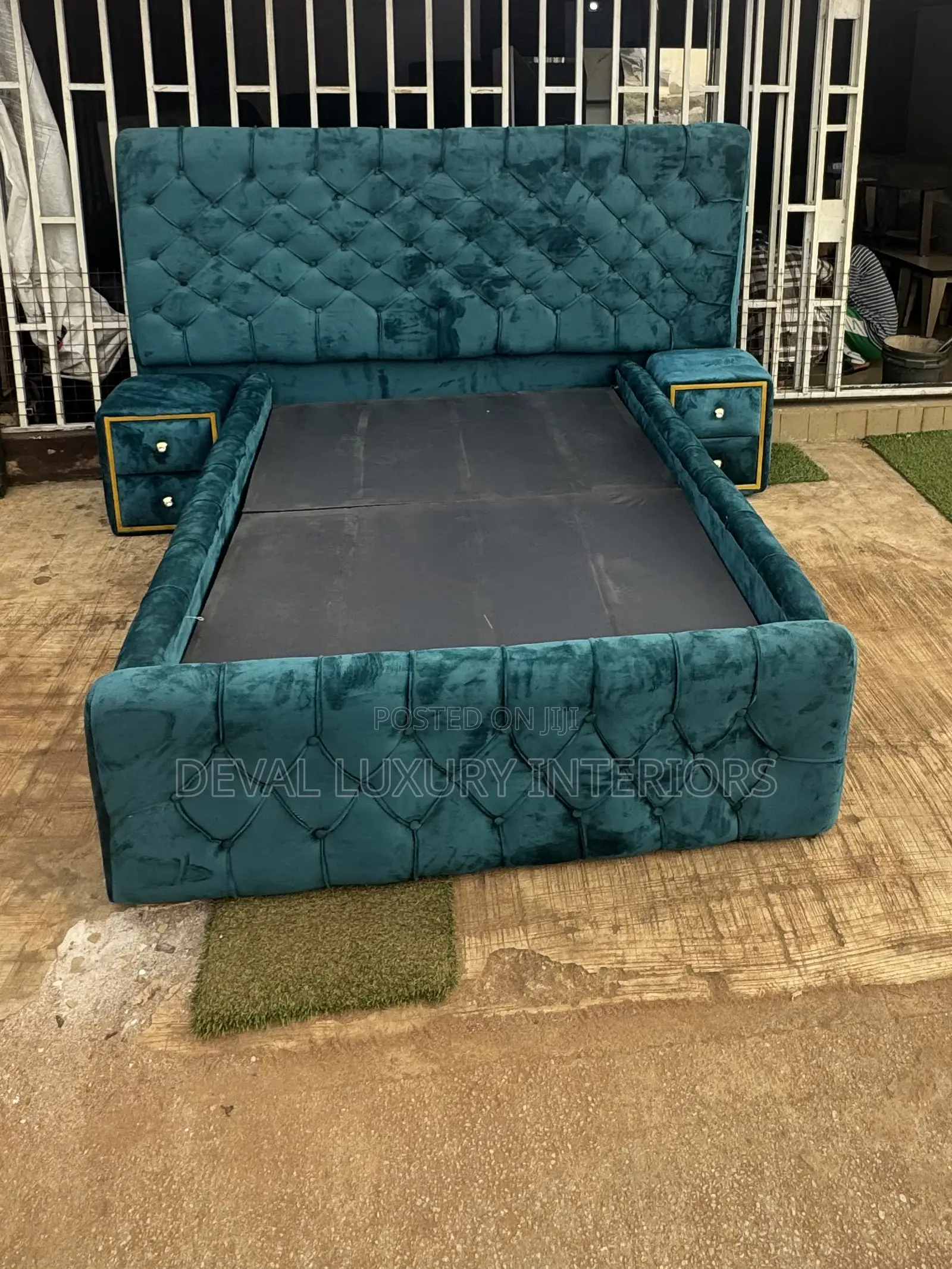 6 by 4.5 Drafted Bedframe With 2 Bedsides Cupboard