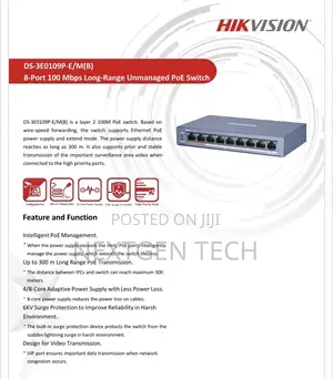 Ds-3e0109p-E 8-Port 100 MBPS Unmanaged Poe Switch