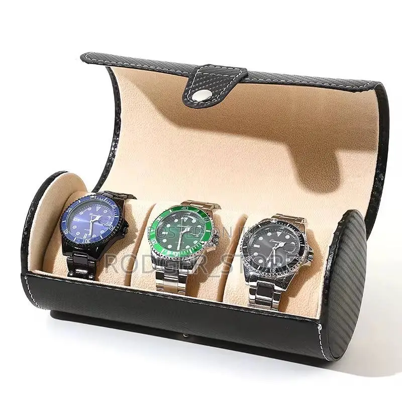 Pu Leather Water Resistant 3 Roll Wrist Watch Case