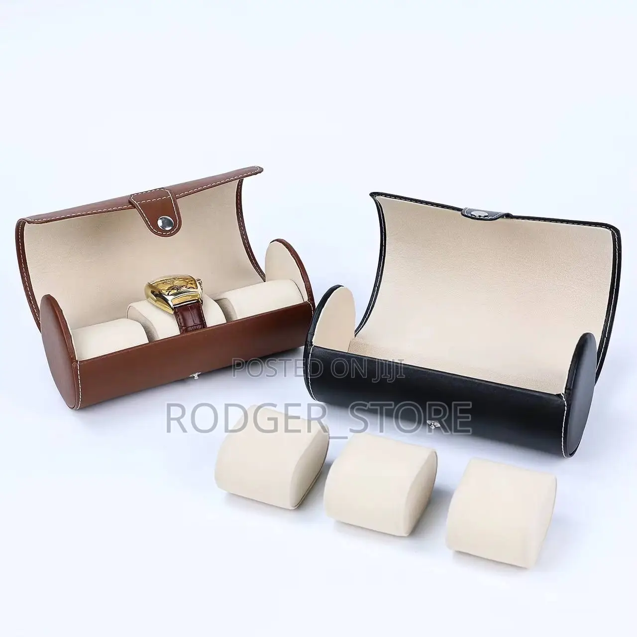 Pu Leather Water Resistant 3 Roll Wrist Watch Case