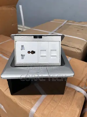 Pop Up Floor Socket Silver With Universal Power Plus Data Modules