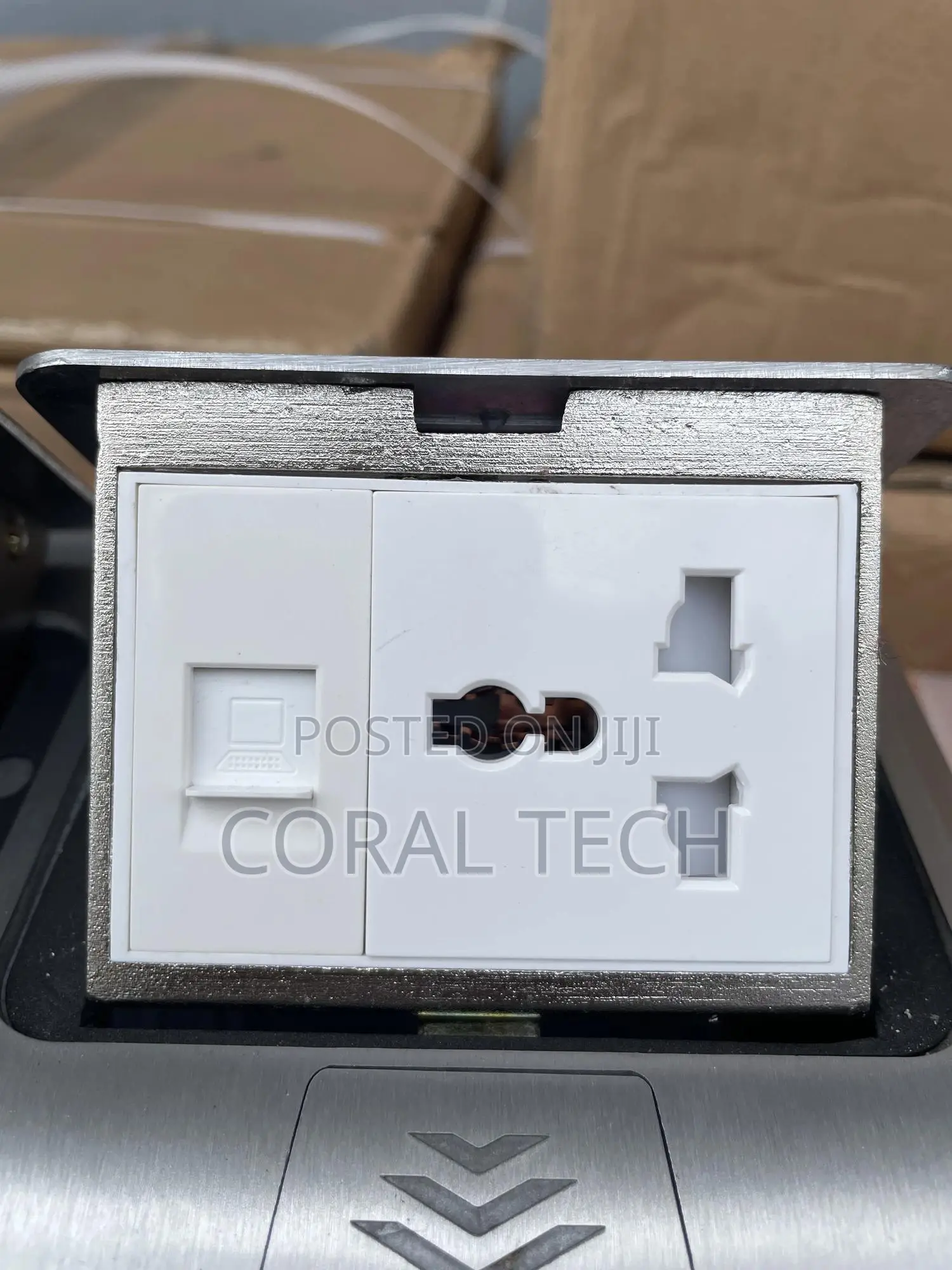 Double Pop Up Floor Socket Silver Universal Power Usb Data Type C