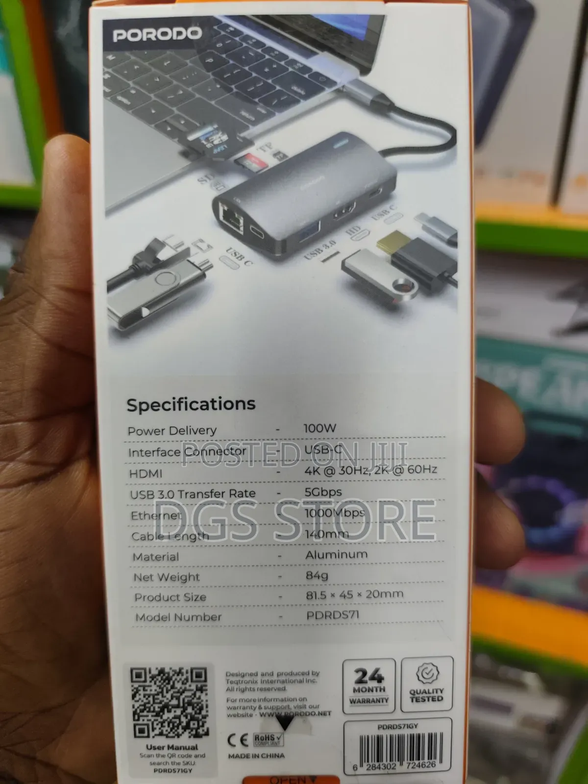 Porodo 7in1 Multi Port Usb C Hub