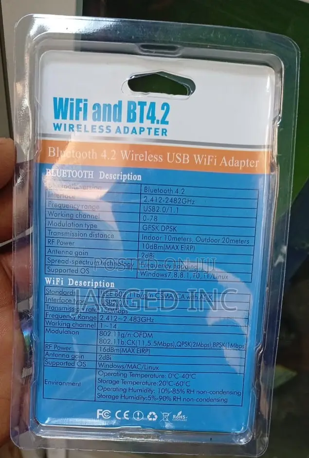 Wifi 802.11n Bluetooth 4.2 Dual-Function Usb Adapter