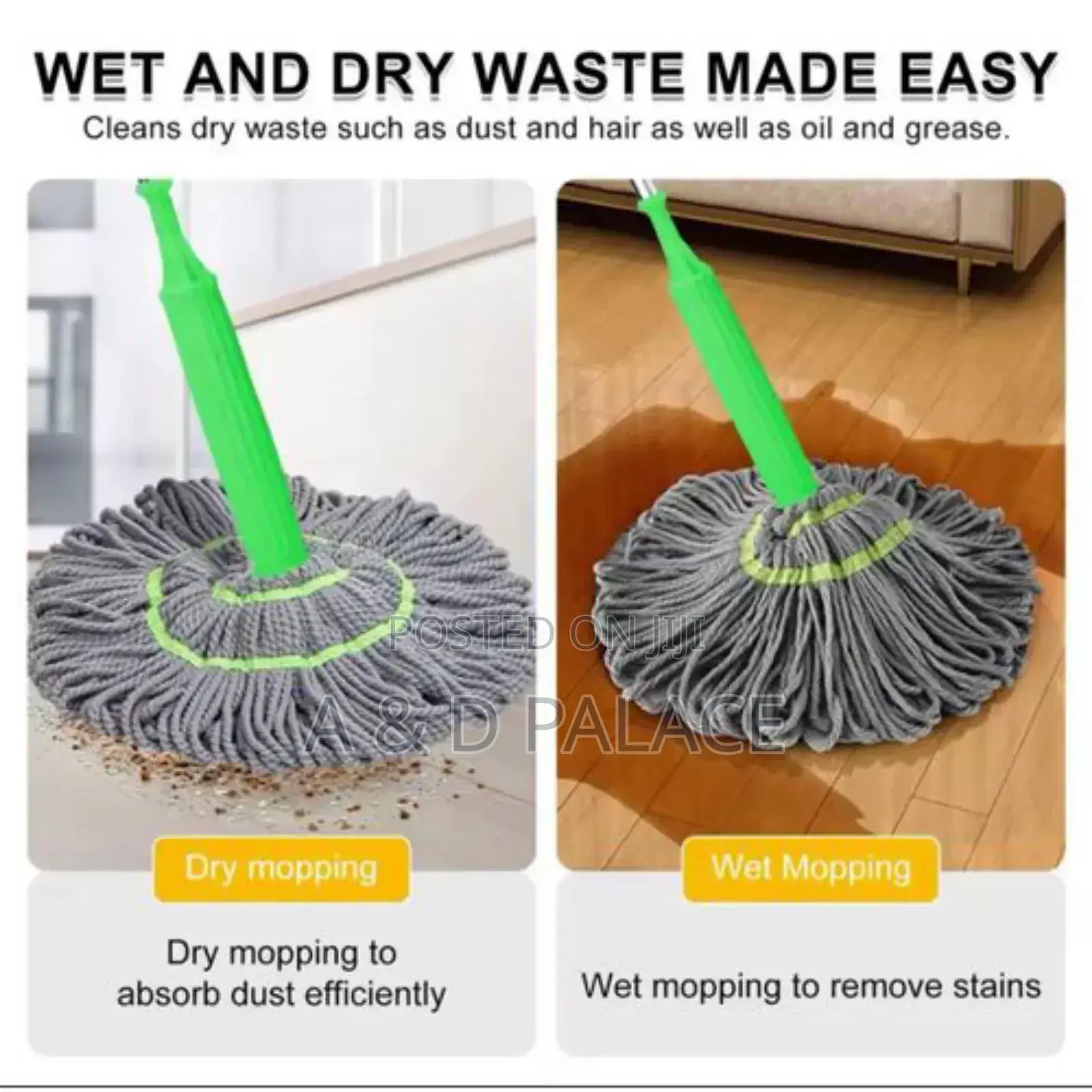 ￼ Wet Dry Handheld Long Microfiber Floor Mop