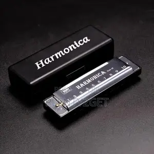 1pc Premium C-Tone 10-Hole Harmonica - Polished Finish Durable Hard