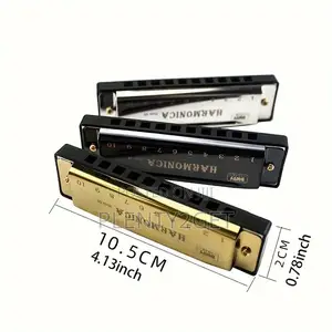 1pc Premium C-Tone 10-Hole Harmonica - Polished Finish Durable Hard