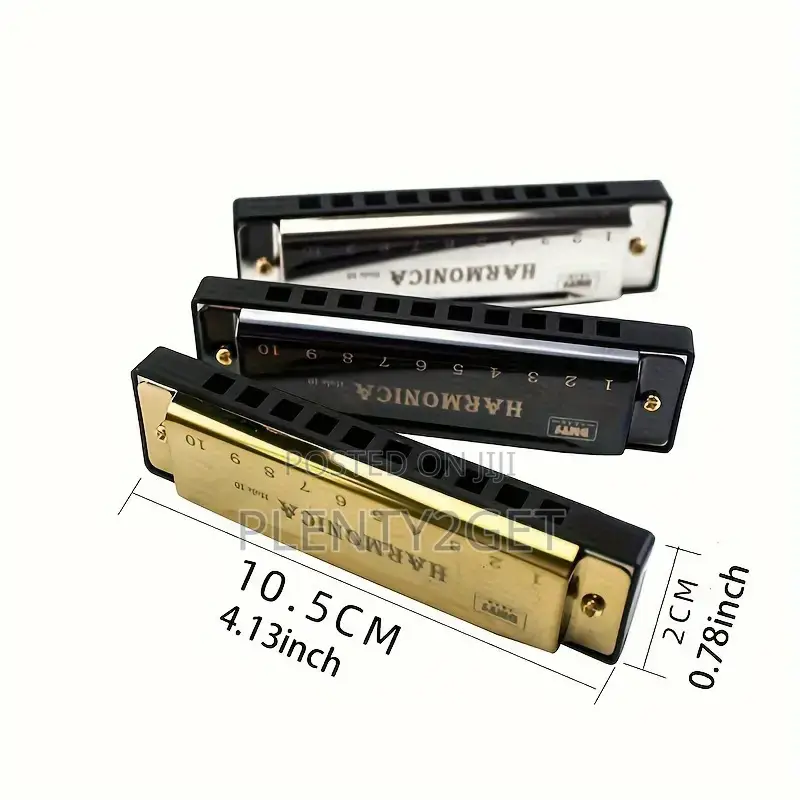 1pc Premium C-Tone 10-Hole Harmonica - Polished Finish Durable Hard