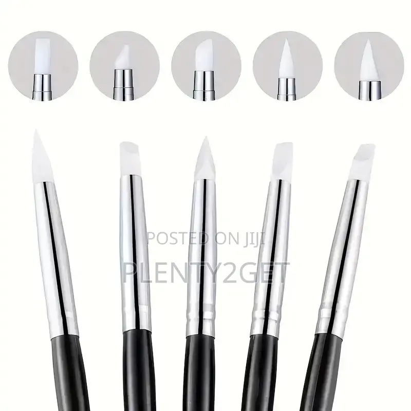 Manicure Silicone Pen Set With Cone Tip, Gradient Dye, Multi-Use 5pcs