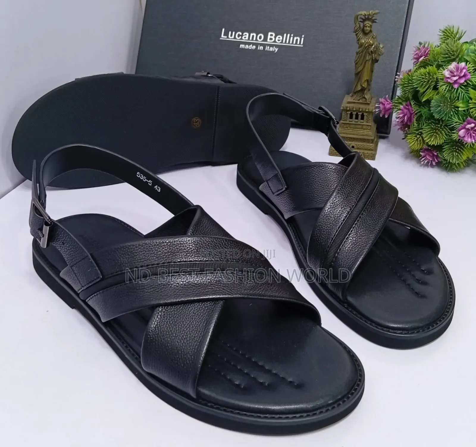 Black Color Leather Sandals