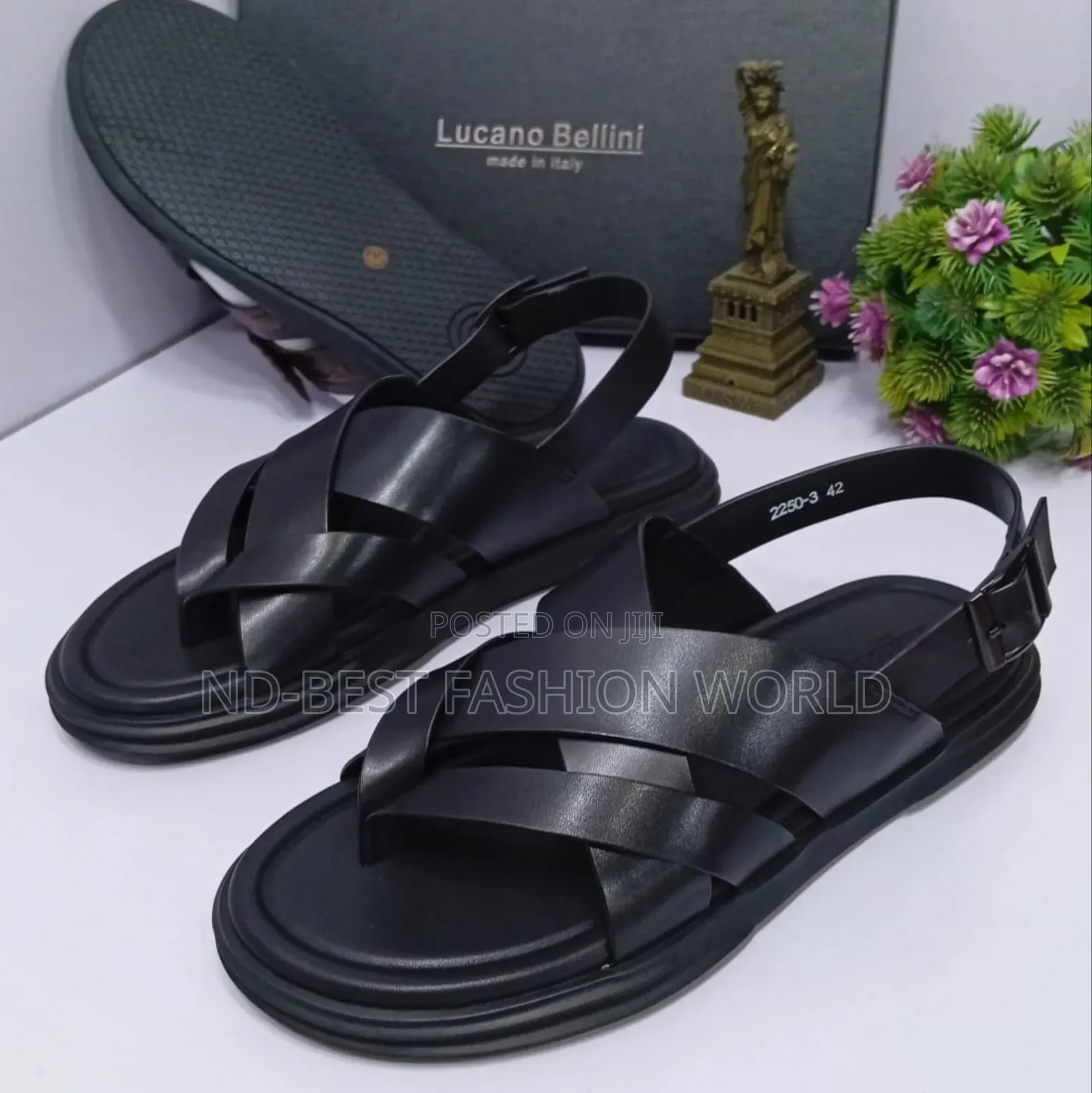 Black Color Leather Sandals