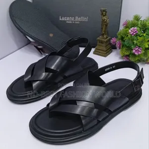 Black Color Leather Sandals