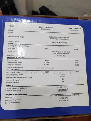 SMS Solar Battery 2kva 12v