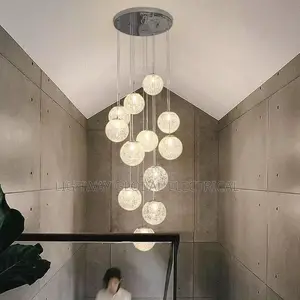 Nordic Home Decor Minimalist Glass Ball Stair Chandelier