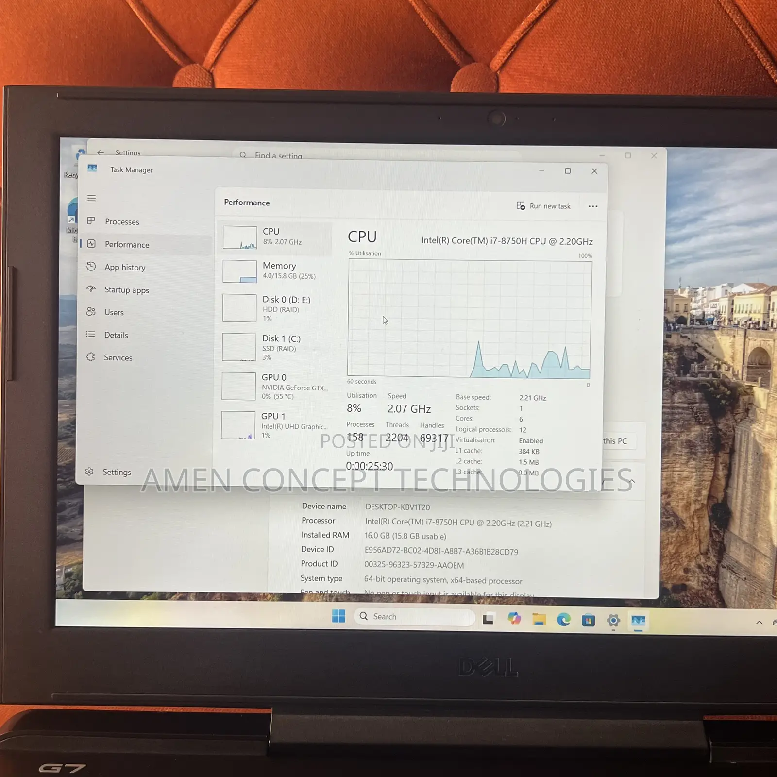 Laptop Dell G7 15 7590 16GB Intel Core i7 SSD 512GB