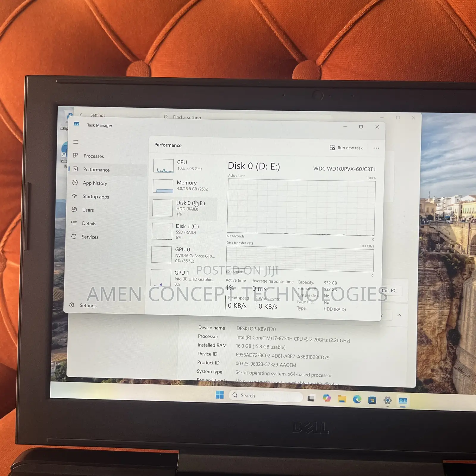 Laptop Dell G7 15 7590 16GB Intel Core i7 SSD 512GB