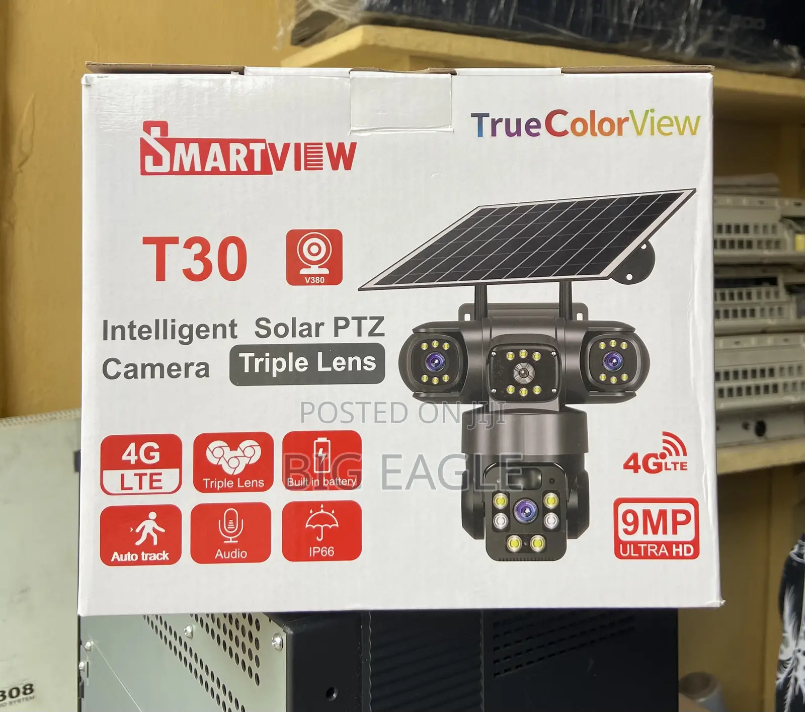 V380 Pro Solar Powered 4g Three Lens High Voltage Security CCTV