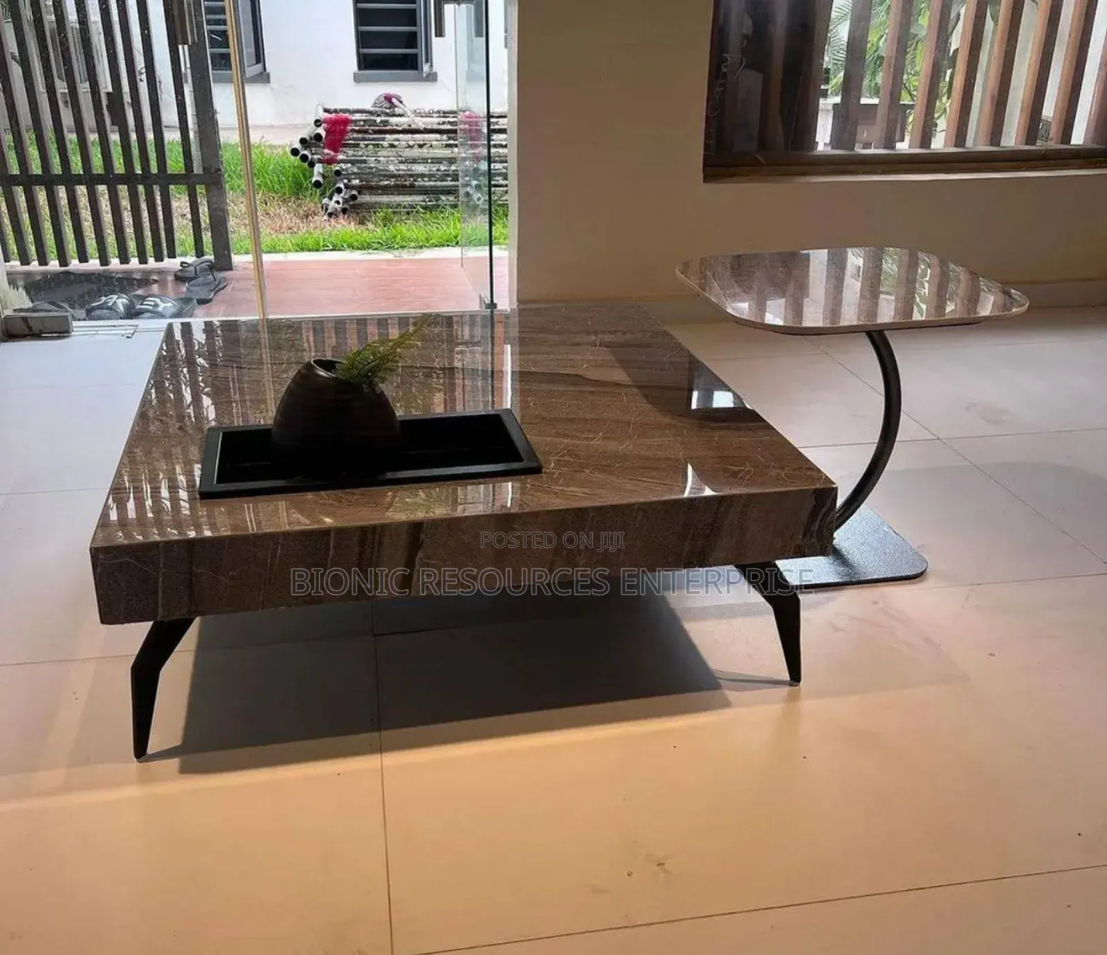 Marble Top Center Table and One Side Stool