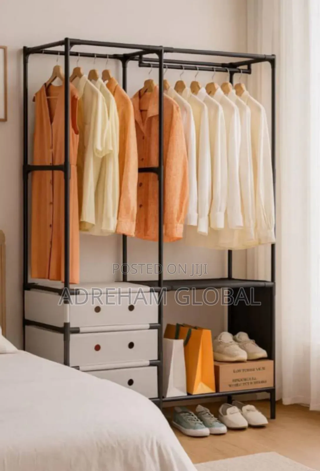 2 Partition With 2 Layers Clothes Rack and Shoe Rack for sale - Adreham ...