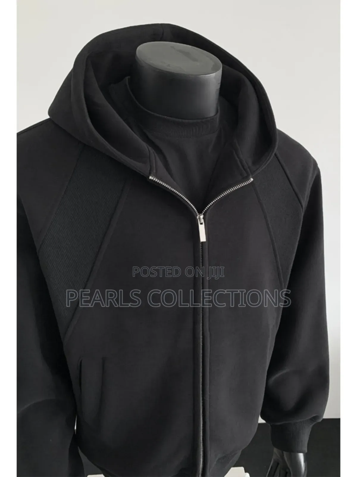 Black Hooded Zipper Jacket