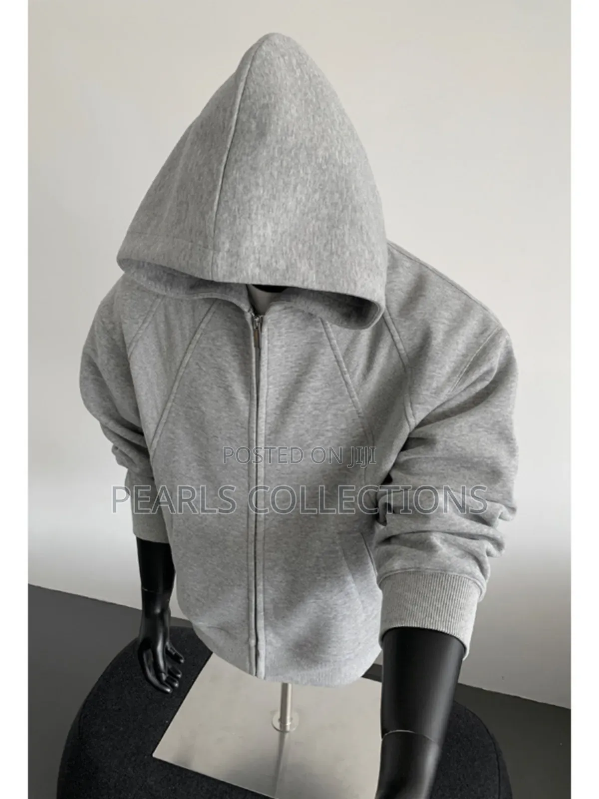 Black Hooded Zipper Jacket