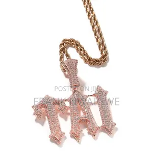 Italic Font Name Custom Iced Cubic Zirconia Pendant Chain